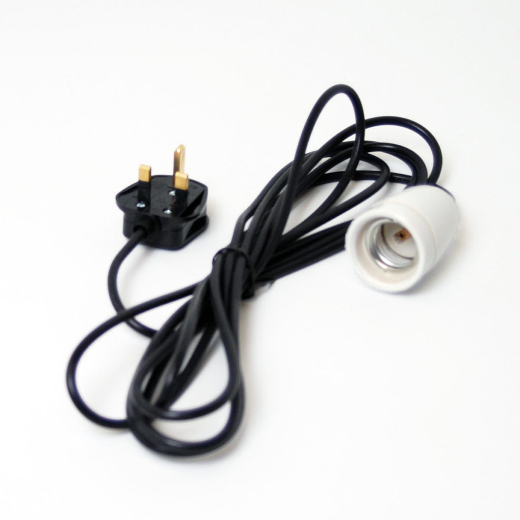 E27 Lamp Holder with 4m Lead + 3A Plug Green Lamp